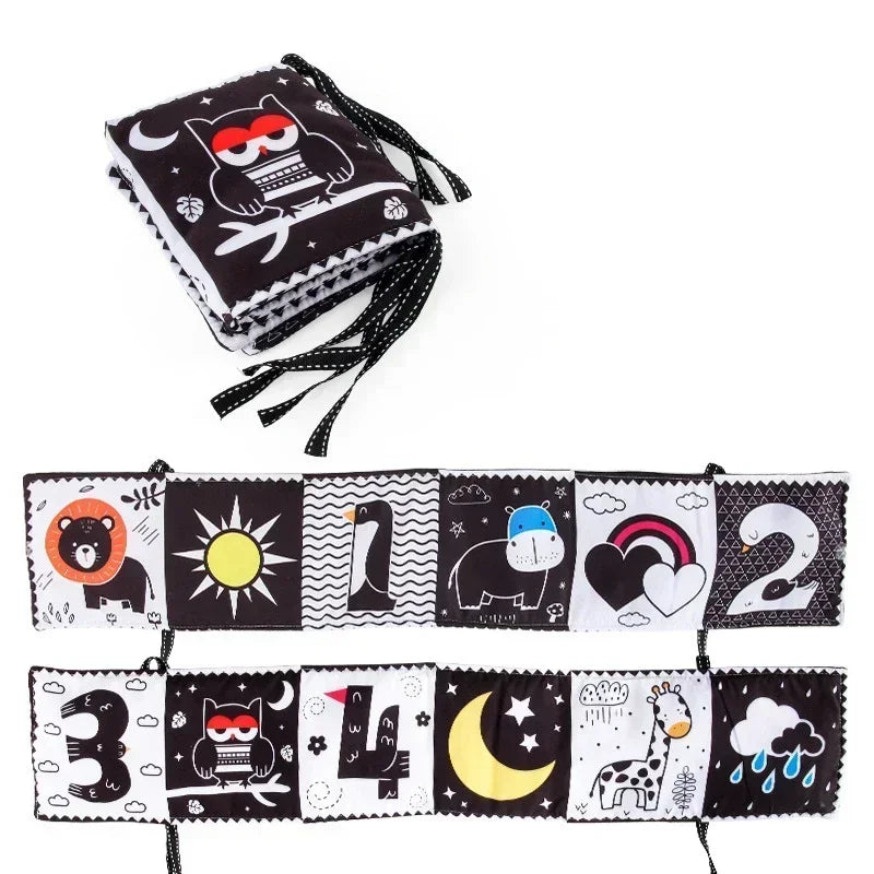 Books - Baby PARENT-Child Learning By Soft Cloth Book - Level 1 - Early Learning – 👶 High Contrast Black & White Animal Sensory Cloth Book