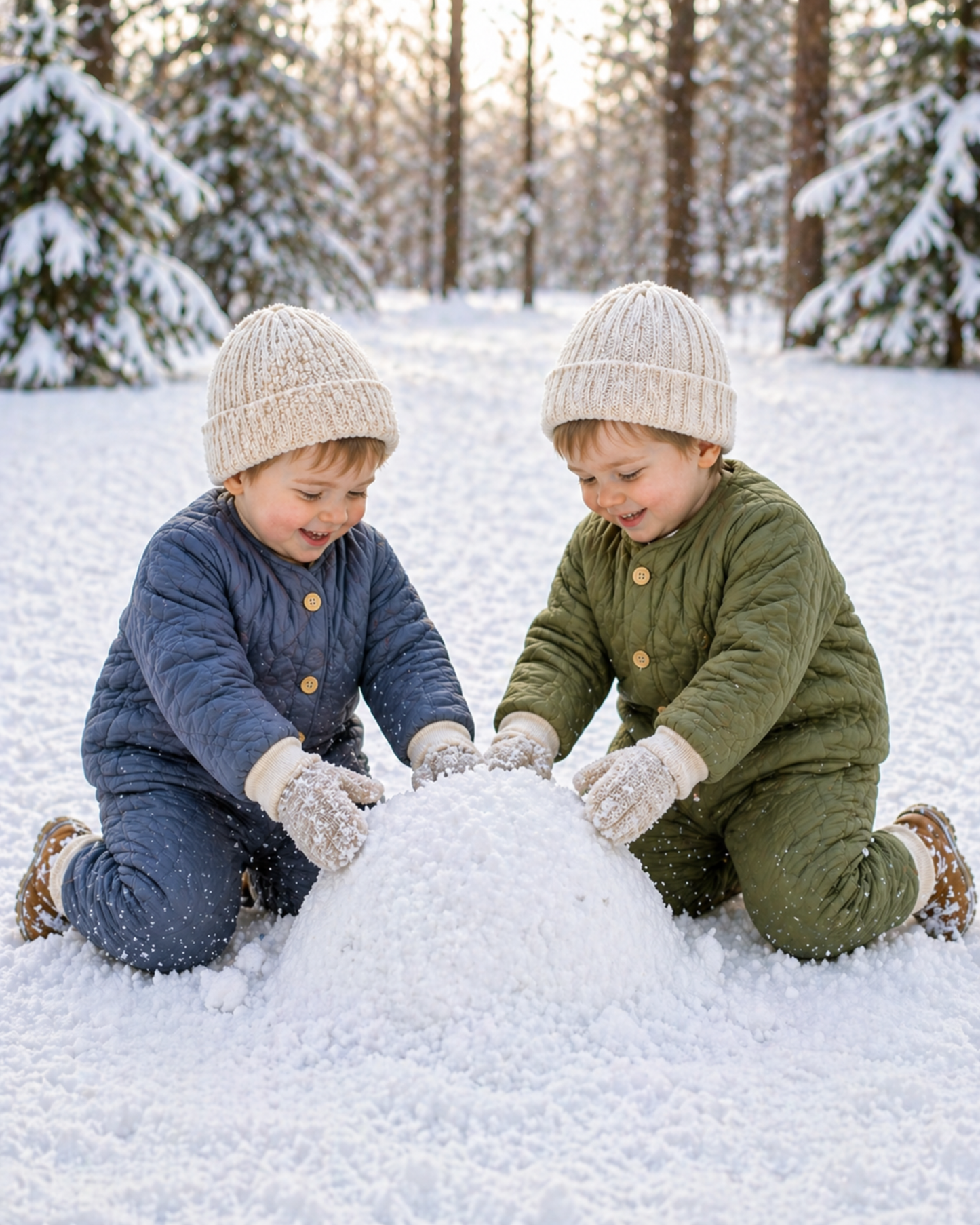 Matching - Sets - Winter - Girl & Boy - 1y to 5y 🎯 Winter Quilted Pullover & Pants Set – Cozy Outfit for Boys & Girls (12M–6Y)