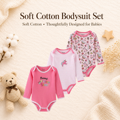 Bodysuits - Bundle Deal - Summer - Girl & Boy - 0 to 12m 👶🌸 Baby Cotton Bodysuit Set of 3