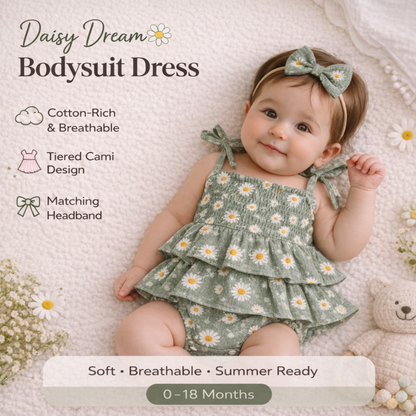 Bodysuits - Summer - Girl - 0 to 18m 👉 🌼 Daisy Tiered Baby Bodysuit Dress Set