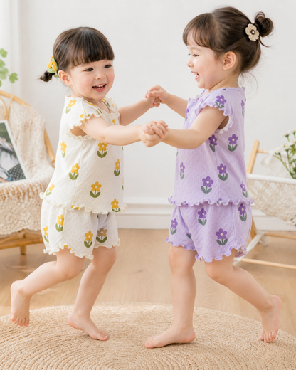 Matching - Sets - 2 to 6 Years👗 2026 Summer Floral Pajama Set for Girls