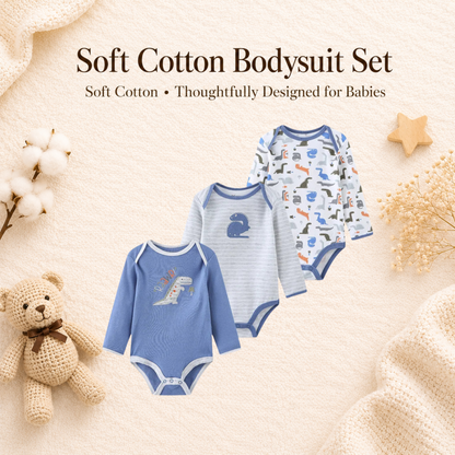 Bodysuits - Bundle Deal - Summer - Girl & Boy - 0 to 12m 👶🌸 Baby Cotton Bodysuit Set of 3
