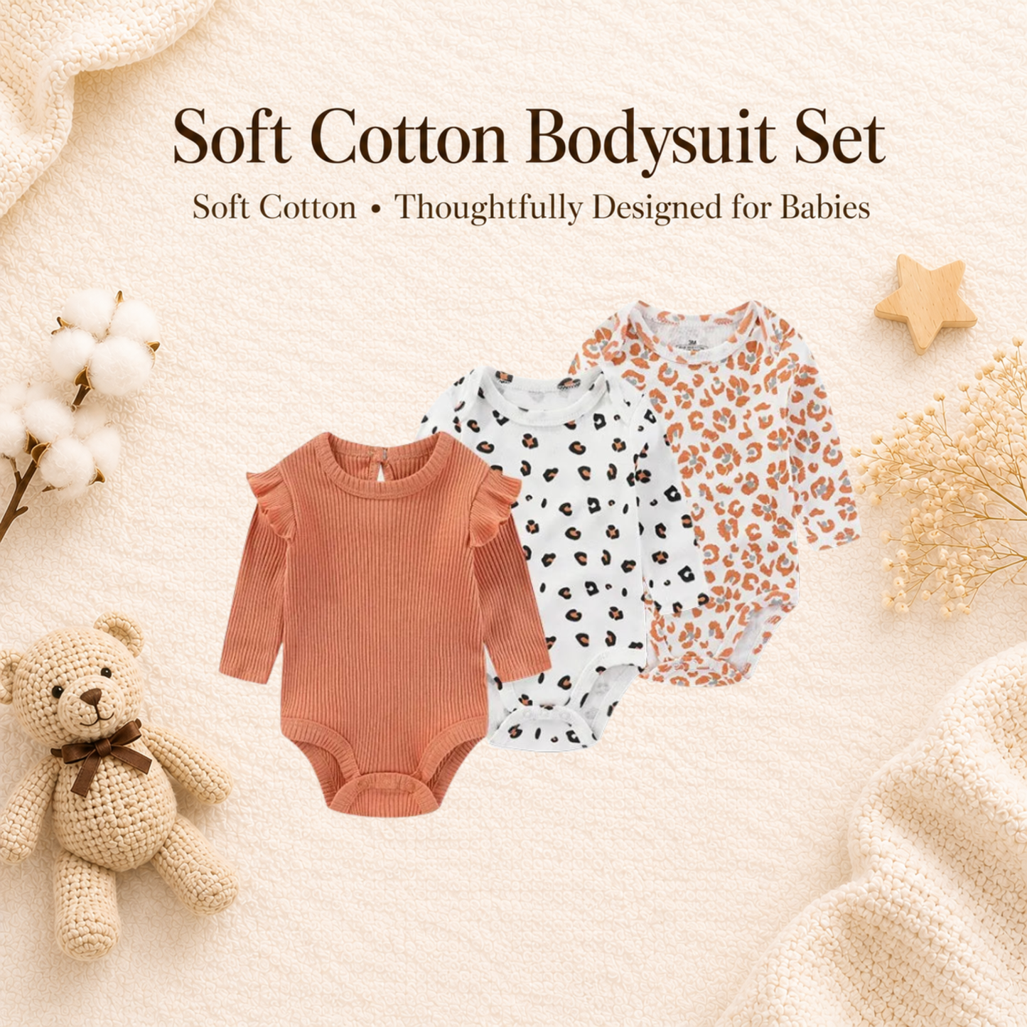 Bodysuits - Bundle Deal - Summer - Girl & Boy - 0 to 12m 👶🌸 Baby Cotton Bodysuit Set of 3