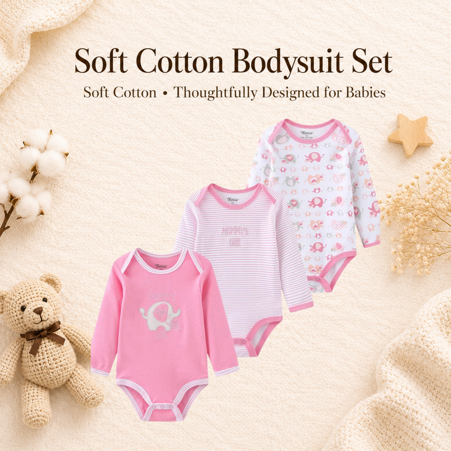 Bodysuits - Bundle Deal - Summer - Girl & Boy - 0 to 12m 👶🌸 Baby Cotton Bodysuit Set of 3