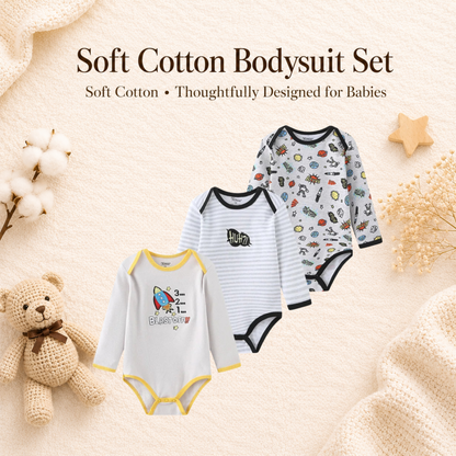 Bodysuits - Bundle Deal - Summer - Girl & Boy - 0 to 12m 👶🌸 Baby Cotton Bodysuit Set of 3