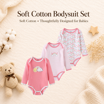 Bodysuits - Bundle Deal - Summer - Girl & Boy - 0 to 12m 👶🌸 Baby Cotton Bodysuit Set of 3