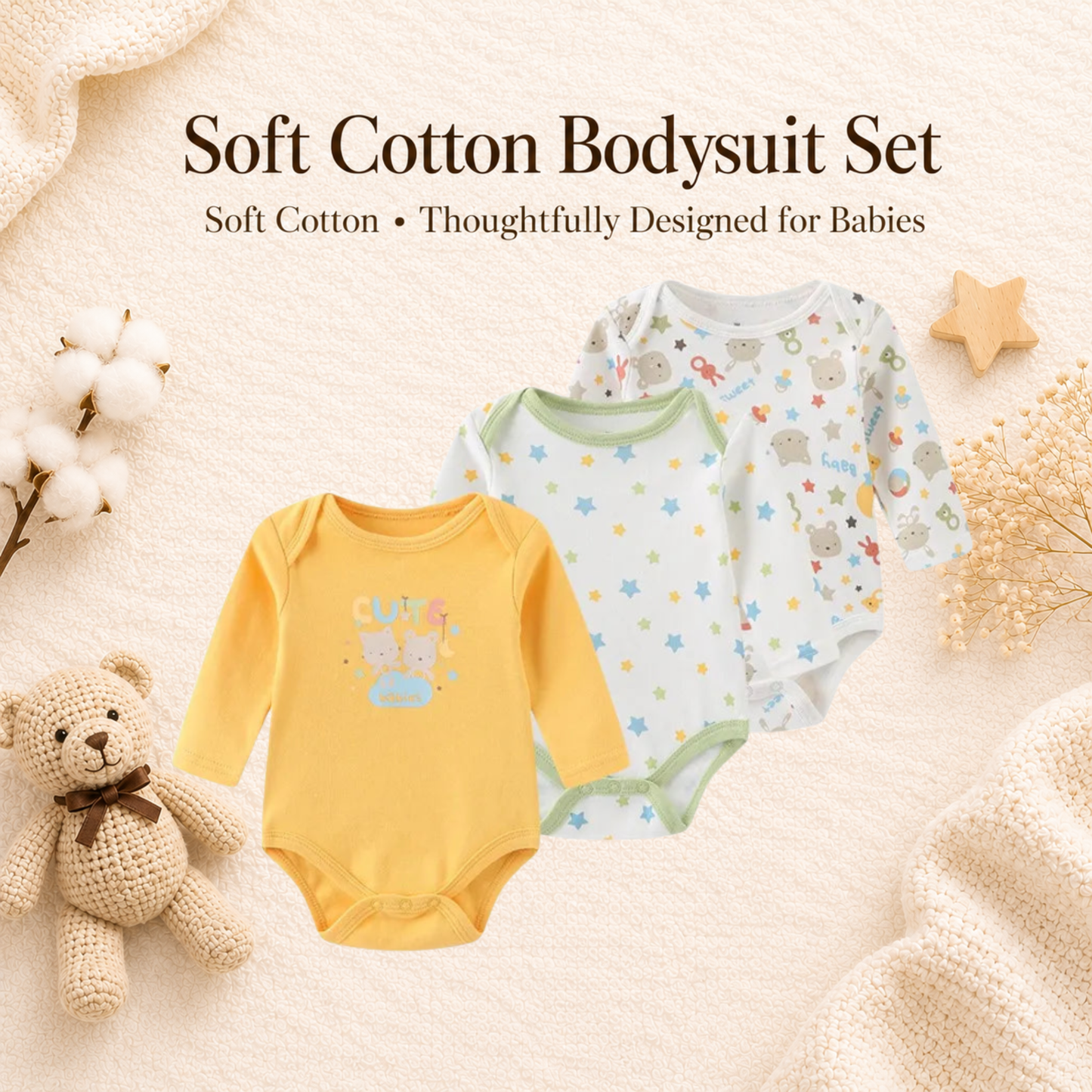 Bodysuits - Bundle Deal - Summer - Girl & Boy - 0 to 12m 👶🌸 Baby Cotton Bodysuit Set of 3