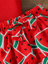 Load image into Gallery viewer, Baby Gilrs Summer Sleeveless Printing Watermelon Fashion Shirt Set For Vacation Or Streetwear
