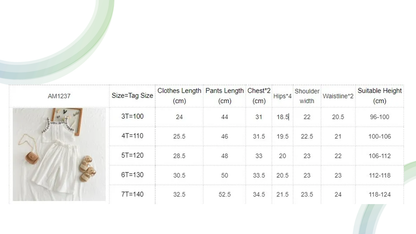 Matching - Sets - Summer - Girl - 3y to 7y 👗 Girls Summer 2-Piece Vest & Pants Set aCTIVE