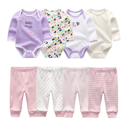 Matching - Sets - Autumn - Girl & Boy - 0 to 12m - Autumn & Spring 👶 Unisex Cotton Long Sleeve Essentials Bundle (6 or 8 Pieces)