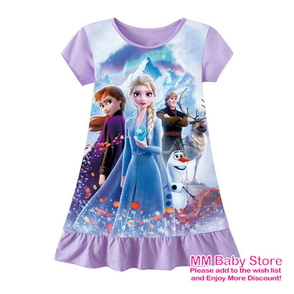 Girls Summer Mermaid Elsa Pajama Dress