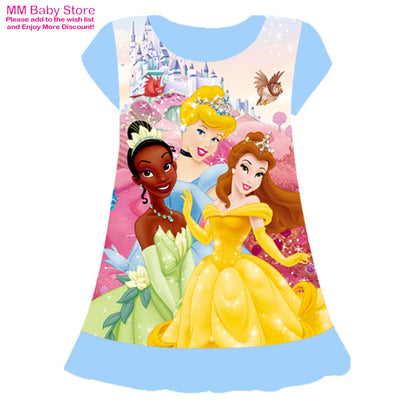 Girls Summer Mermaid Elsa Pajama Dress