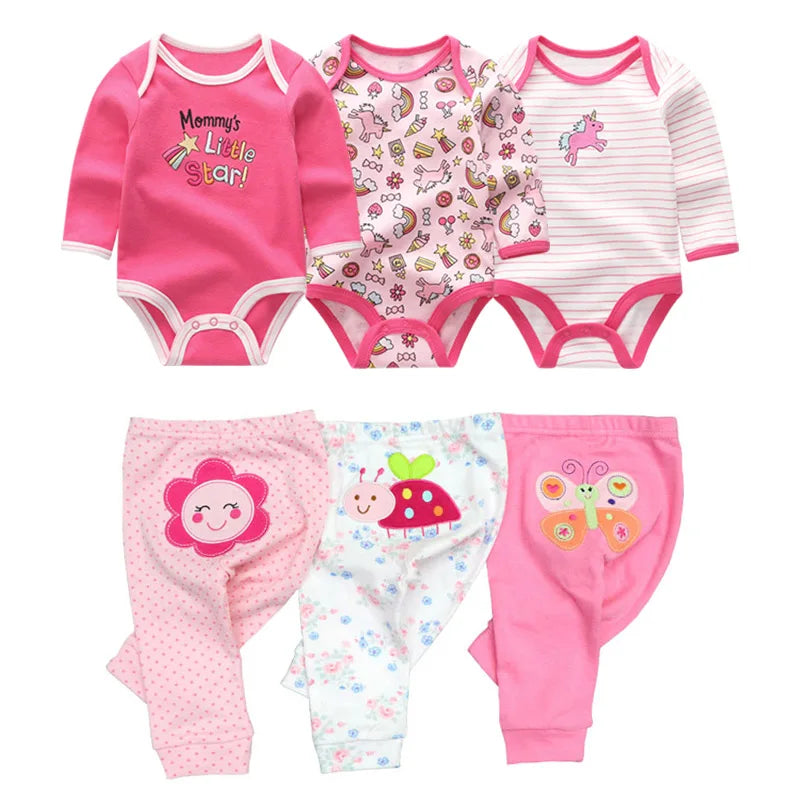 Matching - Sets - Autumn - Girl & Boy - 0 to 12m - Autumn & Spring 👶 Unisex Cotton Long Sleeve Essentials Bundle (6 or 8 Pieces)