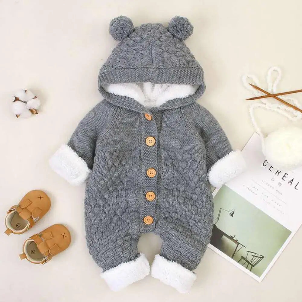 Baby Boy Hooded Knit Jumpsuit