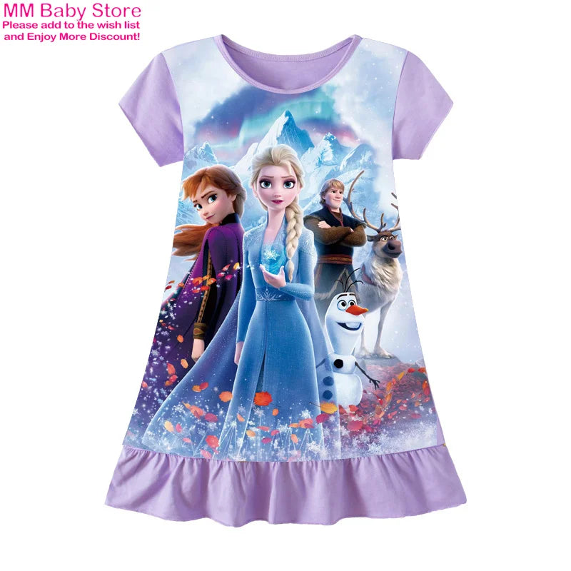 Girls Summer Mermaid Elsa Pajama Dress