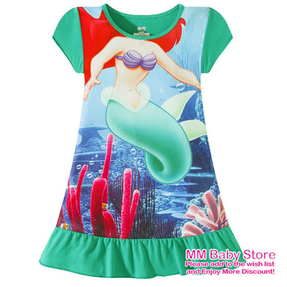 Girls Summer Mermaid Elsa Pajama Dress