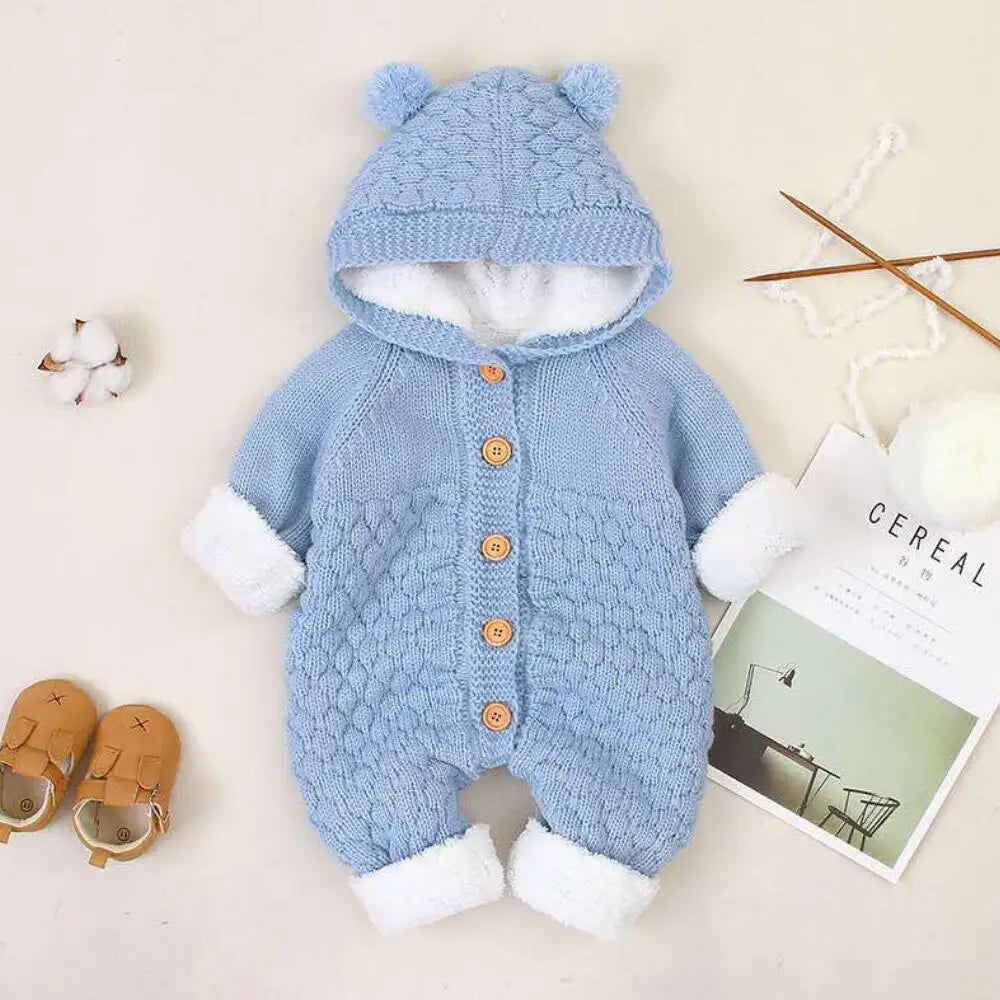 Baby Boy Hooded Knit Jumpsuit