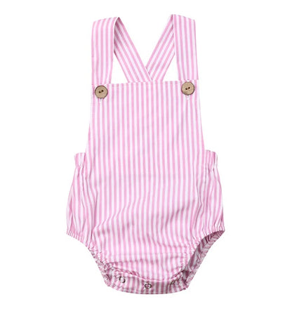 11Color Newborn Infant Baby Boy Girl Bodysuit Summer Button Jumpsuit Striped Casual Sleeveless Backless Solid Outfits Clothes