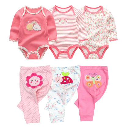 Matching - Sets - Autumn - Girl & Boy - 0 to 12m - Autumn & Spring 👶 Unisex Cotton Long Sleeve Essentials Bundle (6 or 8 Pieces)