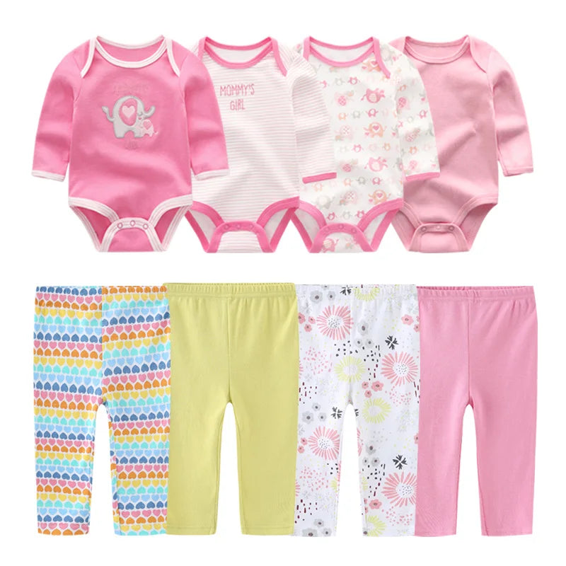 Matching - Sets - Autumn - Girl & Boy - 0 to 12m - Autumn & Spring 👶 Unisex Cotton Long Sleeve Essentials Bundle (6 or 8 Pieces)
