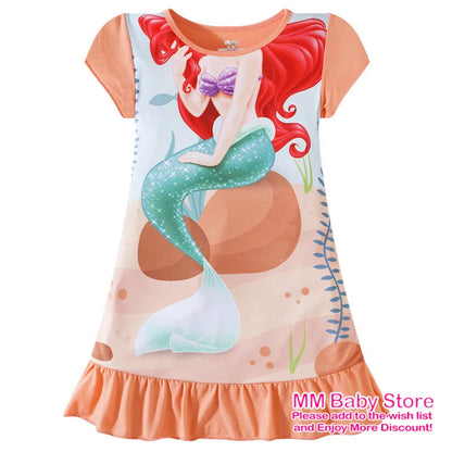 Girls Summer Mermaid Elsa Pajama Dress