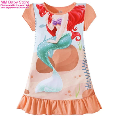 Girls Summer Mermaid Elsa Pajama Dress