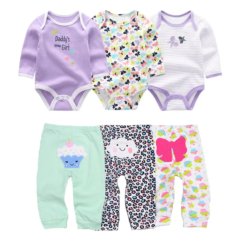 Matching - Sets - Autumn - Girl & Boy - 0 to 12m - Autumn & Spring 👶 Unisex Cotton Long Sleeve Essentials Bundle (6 or 8 Pieces)