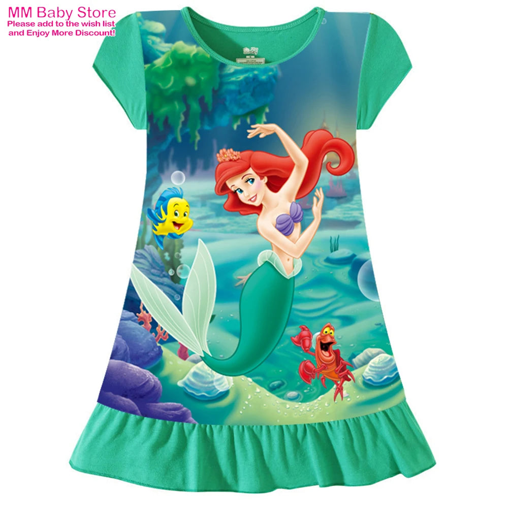 Girls Summer Mermaid Elsa Pajama Dress