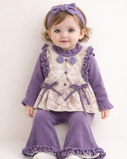 Matching - Sets - Autumn - Girl - 2y to 11y 🍂🌸 Girls Autumn–Winter Chinese Elegance 3-Piece Set