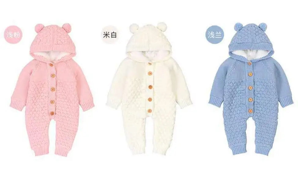 Baby Boy Hooded Knit Jumpsuit