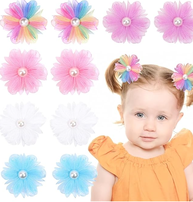 Oaoleer 2pcs/set Colorful Flower Hair Clips Sweet Girls Mesh Simulation Flowers Hairpin Barrettes Kids Headwear Hair Accessories