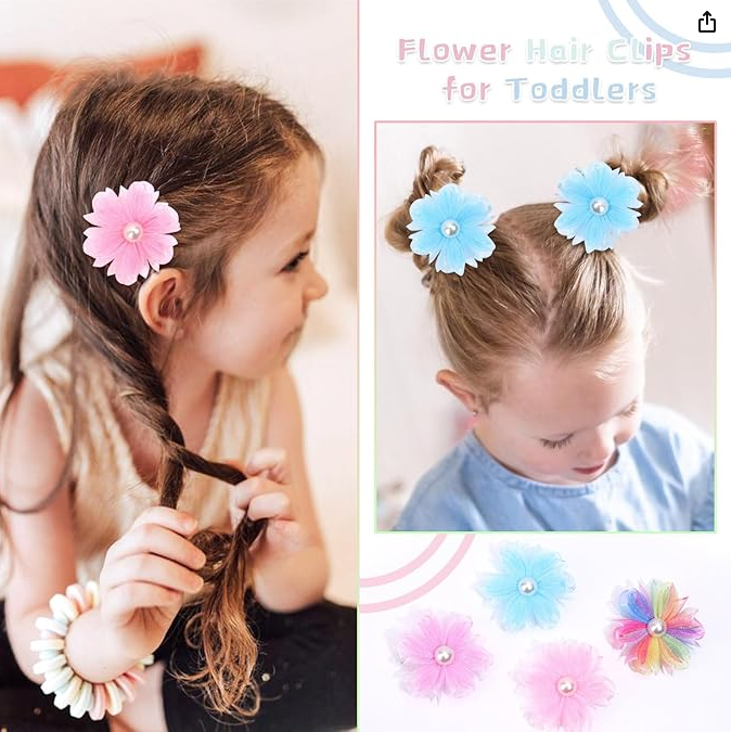 Oaoleer 2pcs/set Colorful Flower Hair Clips Sweet Girls Mesh Simulation Flowers Hairpin Barrettes Kids Headwear Hair Accessories