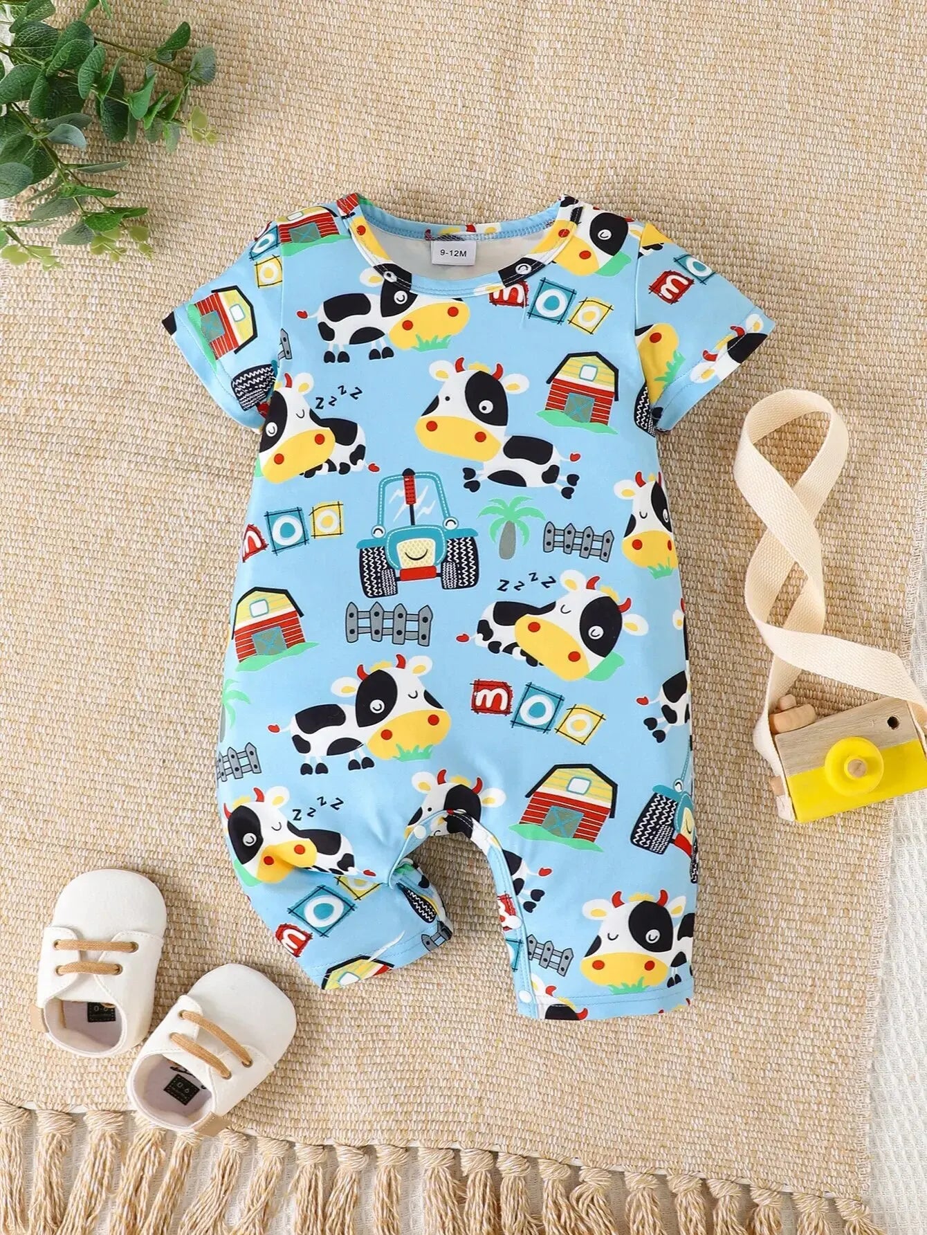 Baby Boy Cow Print Romper