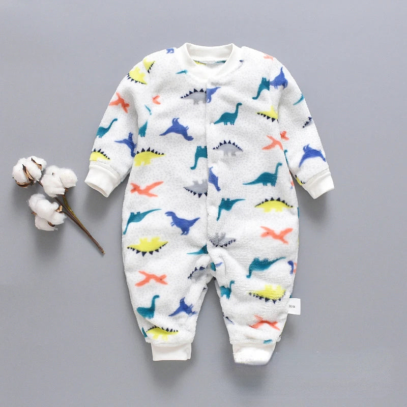 Baby Winter Dinosaur Fleece Romper