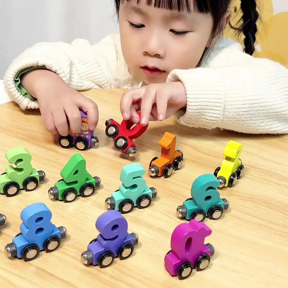 Toys - Car Lock Matching Toy - 3Y to 6Y - Wooden Magnetic Number Train Toys