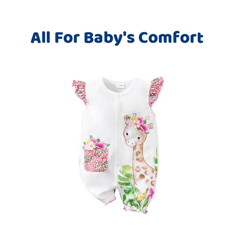 Newborn Baby Romper Pink deer print Baby girl clothes summer sleeveless One piece high quality For Toddler Outfits 0-18 months