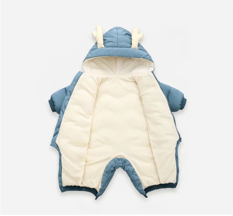 Jumpsuits - Girl & Boy - 0 to 24m 🦌🤍 Deer Hood Winter Snowsuit for Babies & Toddlers Main