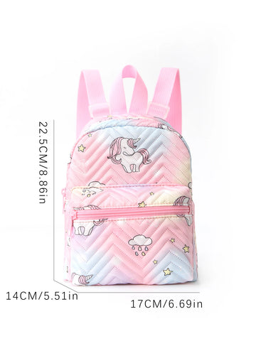 1pc Cute Cartoon Unicorn Print Children'S Backpack, Suitable For Girls, Students, Outdoor Travel, School, Holiday Gifts