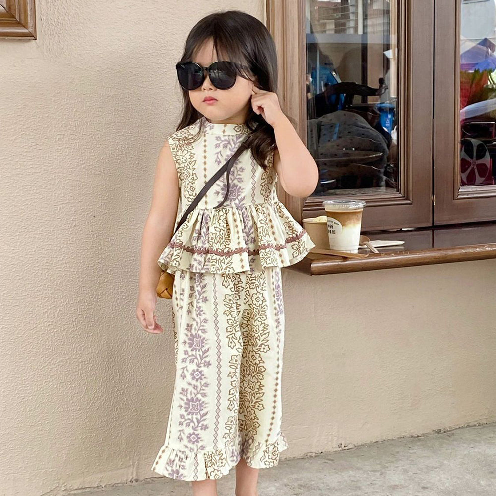 Matching - Sets - Summer - Girl - 3y to 7y 👗 Girls Summer 2-Piece Vest & Pants Set aCTIVE