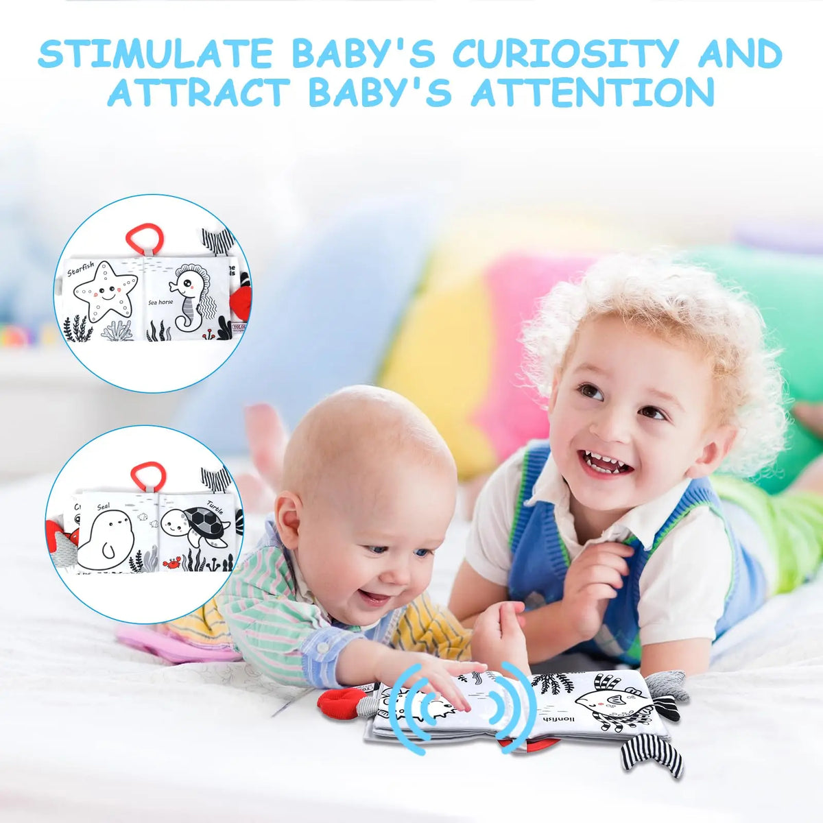 Books - Baby PARENT-Child Learning By Soft Cloth Book - Level 1 - 0 to 36m - Black And White Cloth Book, Early Education