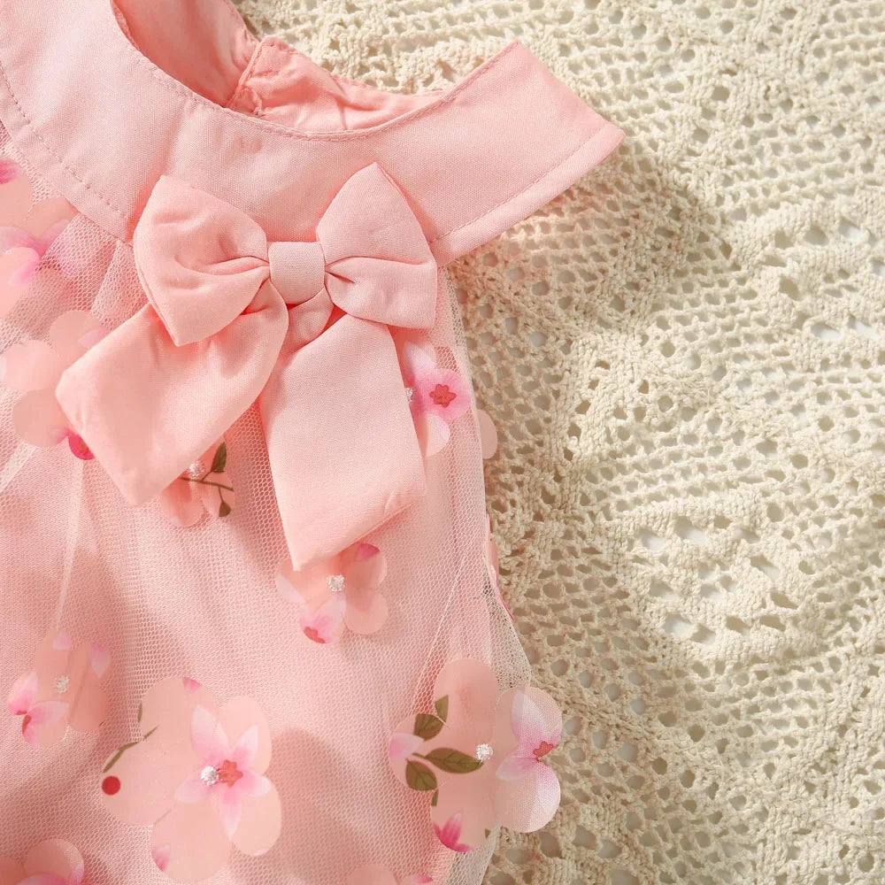 Dresses - Summer - 3m to 3y 🌸 Flower Bow Baby Girl Princess Sleeveless Dress – Elegant Summer Dress For Newborn to 3 Years Old 🌸