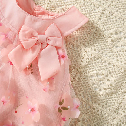 Dresses - Summer - 3m to 3y 🌸 Flower Bow Baby Girl Princess Sleeveless Dress – Elegant Summer Dress For Newborn to 3 Years Old 🌸