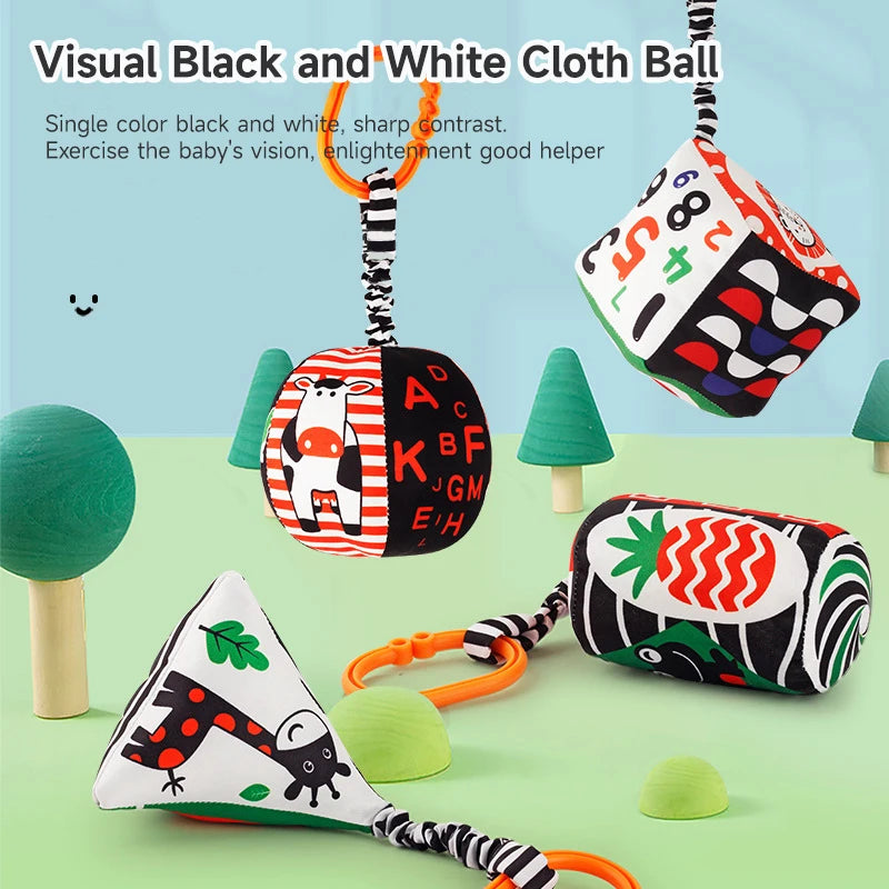 Books - Baby PARENT-Child Learning By Soft Cloth Book - Level 1 - Early Learning – Newborn High Contrast Animal Hanging Rattle Sensory Toy – 1M to 36M