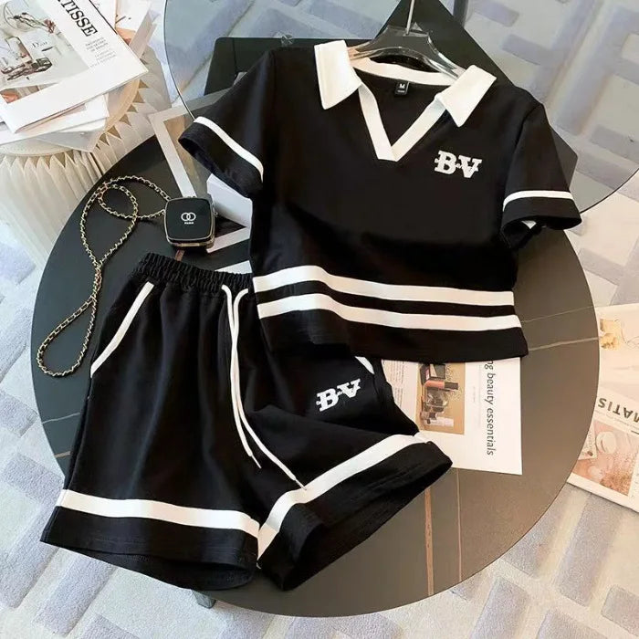 Summer Girls V-Neck Shorts Set