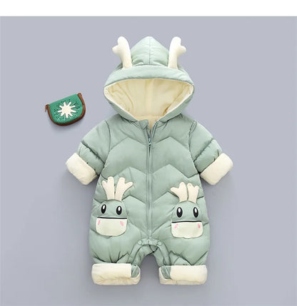 Jumpsuits - Girl & Boy - 0 to 24m 🦌🤍 Deer Hood Winter Snowsuit for Babies & Toddlers Main