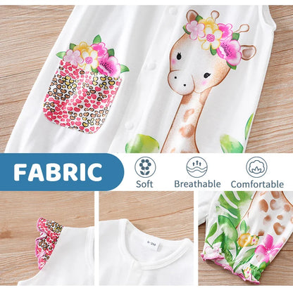 Newborn Baby Romper Pink deer print Baby girl clothes summer sleeveless One piece high quality For Toddler Outfits 0-18 months