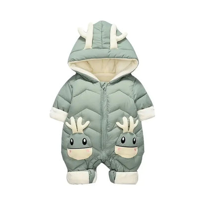 Jumpsuits - Girl & Boy - 0 to 24m 🦌🤍 Deer Hood Winter Snowsuit for Babies & Toddlers Main