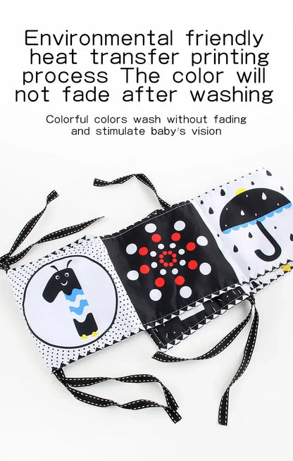 Books - Baby PARENT-Child Learning By Soft Cloth Book - Level 1 - Early Learning – 👶 High Contrast Black & White Animal Sensory Cloth Book