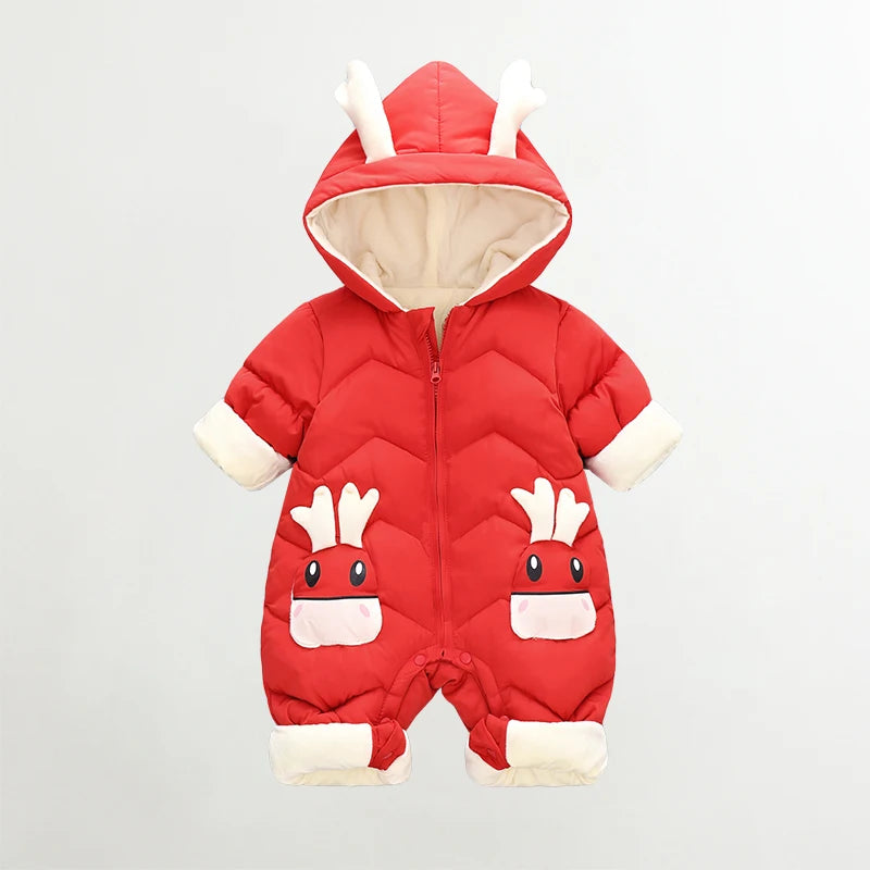 Jumpsuits - Girl & Boy - 0 to 24m 🦌🤍 Deer Hood Winter Snowsuit for Babies & Toddlers Main