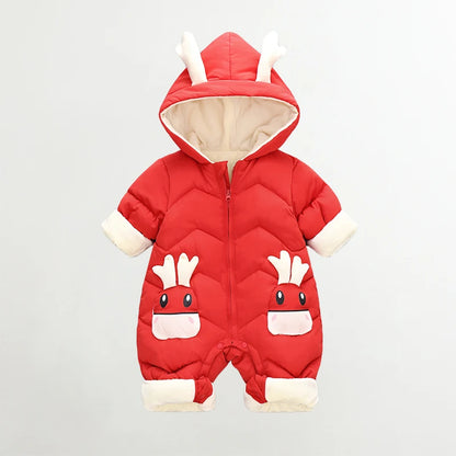 Jumpsuits - Girl & Boy - 0 to 24m 🦌🤍 Deer Hood Winter Snowsuit for Babies & Toddlers Main